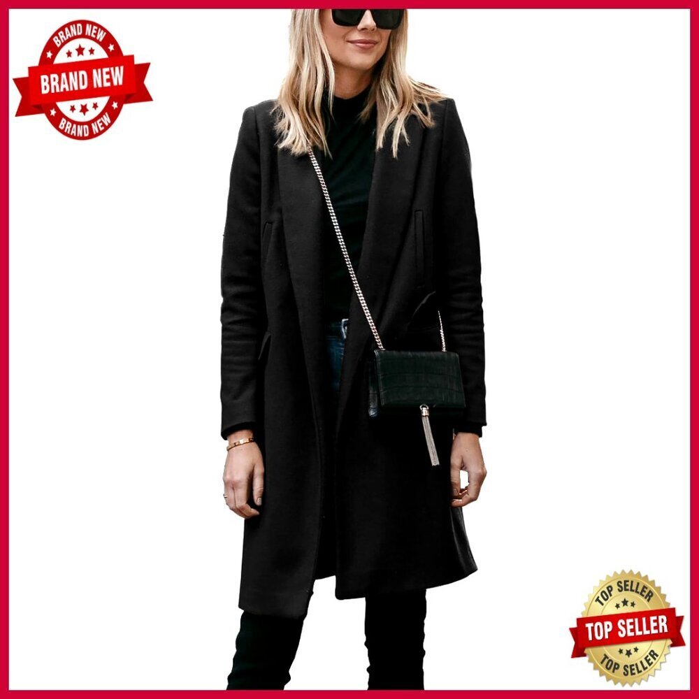 Wool Blend Trench Coat Blazer Jacket Notch Collar Button Closure